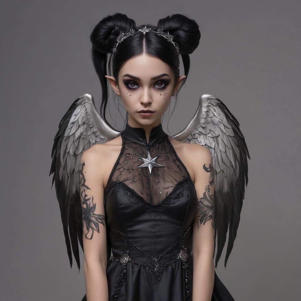 Mysterious Half-Vampire Half-Angel in Dark Fantasy Setting