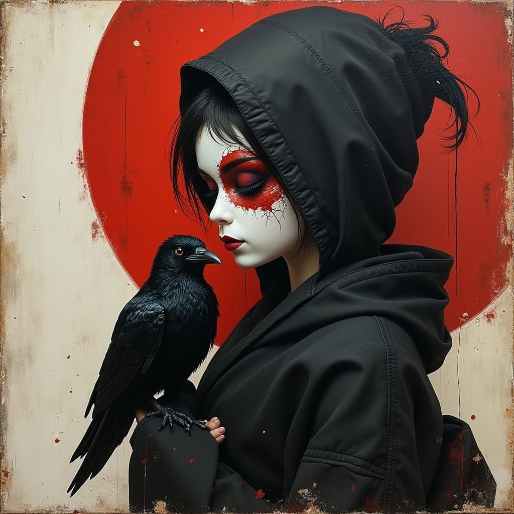 Surreal Geisha in Moody, Expressionist Silhouette Art