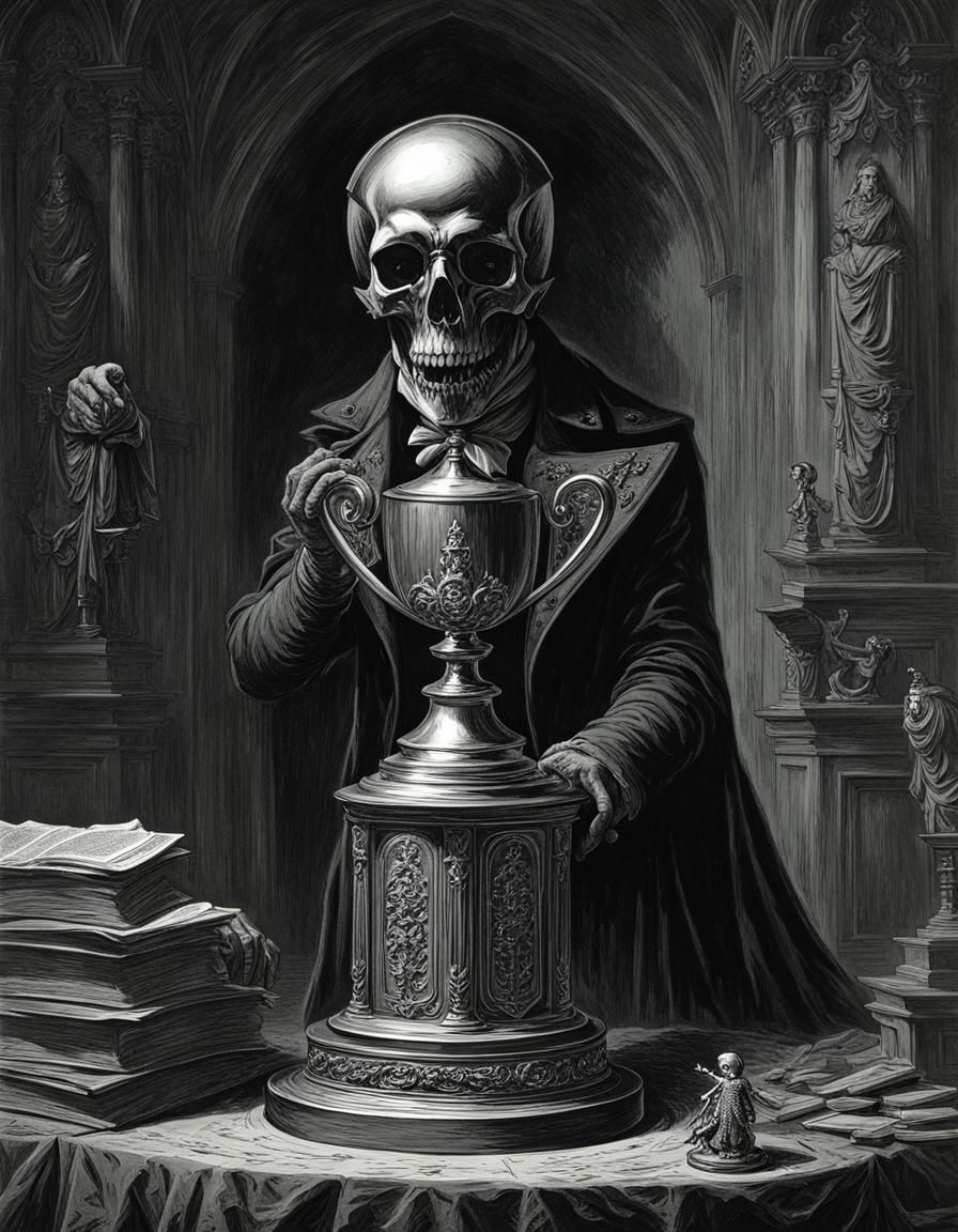 Dark Character in Horror Trophy Setting, Inspired by Gustave...