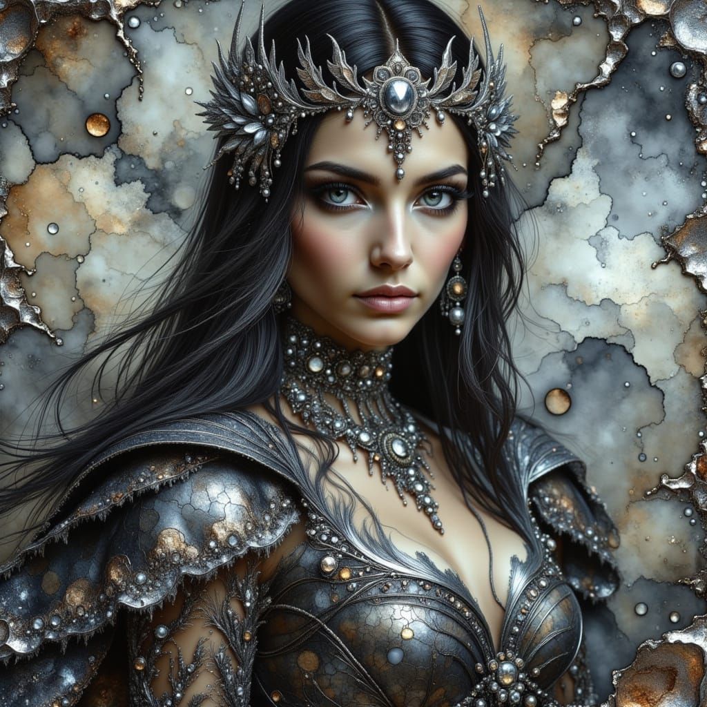 Ethereal Princess in Dark, Ornate Regalia