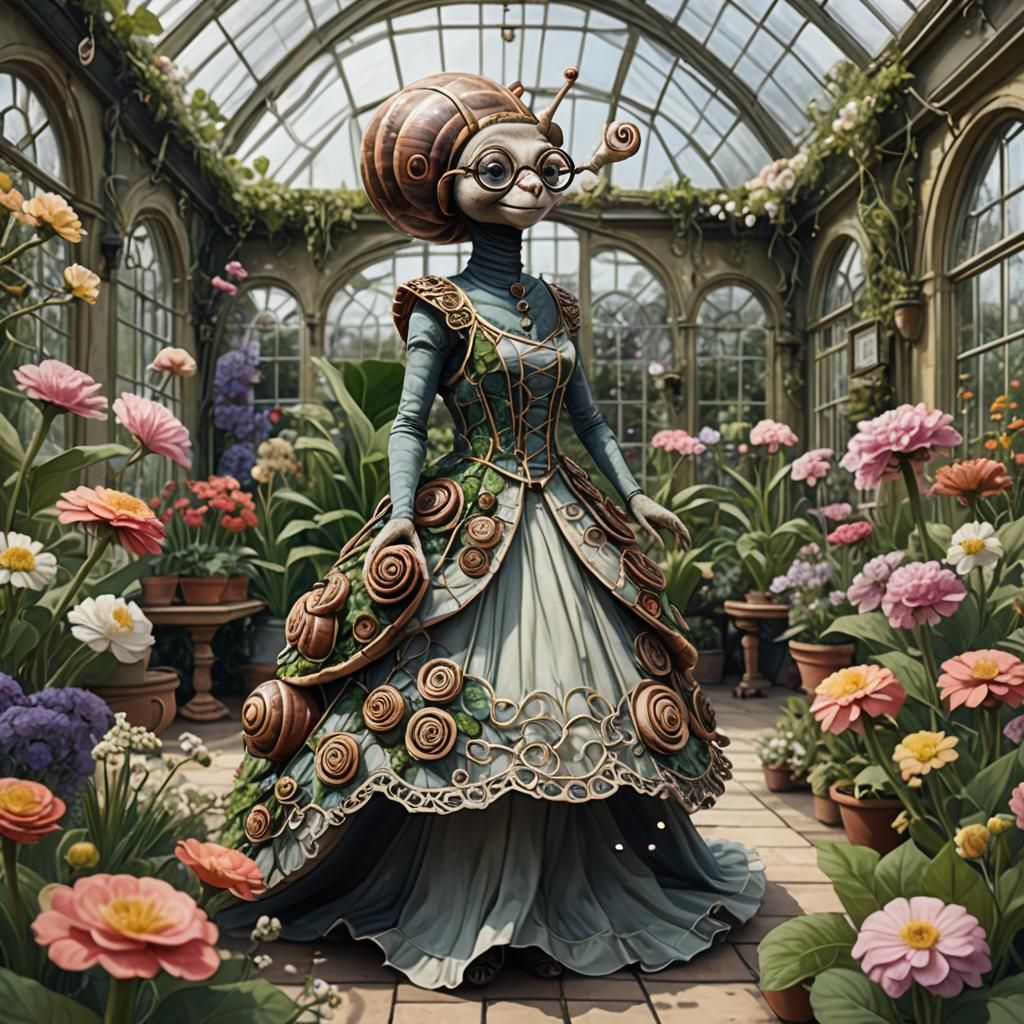 Anthropomorphic Snail in Edwardian Conservatory