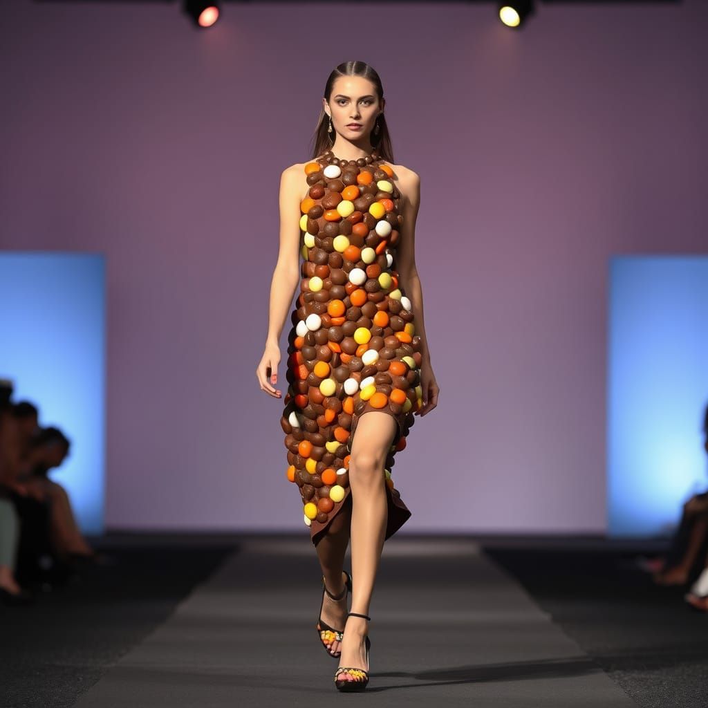 Candy Dress on Catwalk: A Sweet Couture Creation