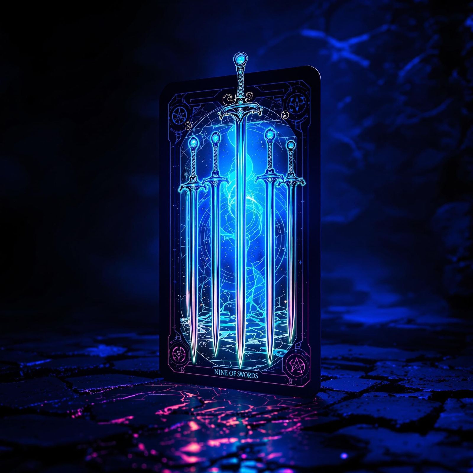 Ethereal Tarot Card Illuminated by UV Light in a Hyperrealis...