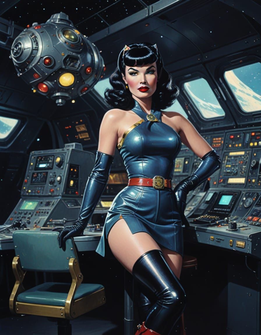 Retro Sci-Fi Pinup in Atompunk Style