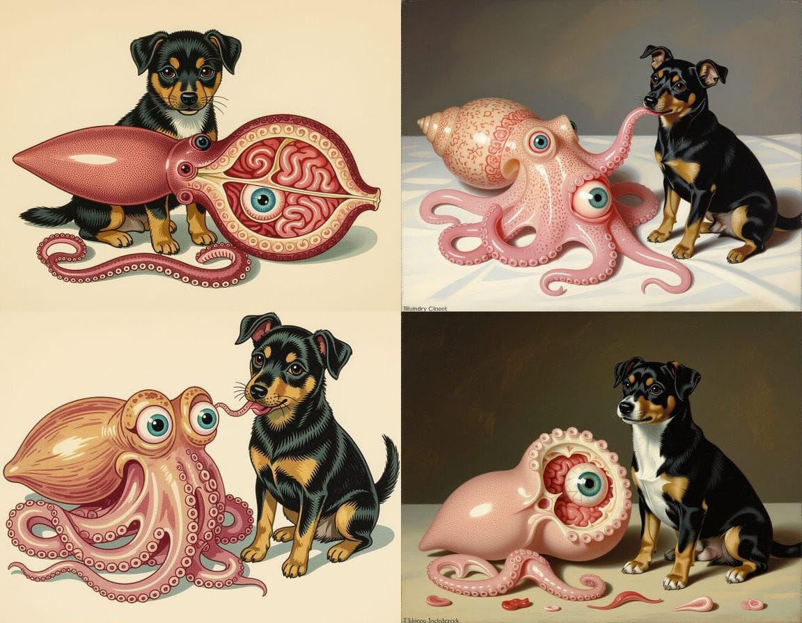 Surreal Hybrid Creature With Anatomical Elements