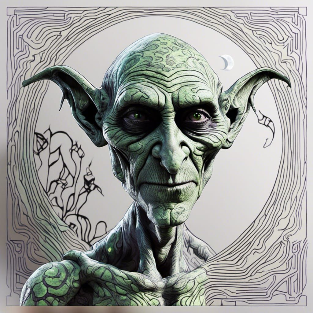 Moonlit Goblin with Chladni Skin in Cinematic Style