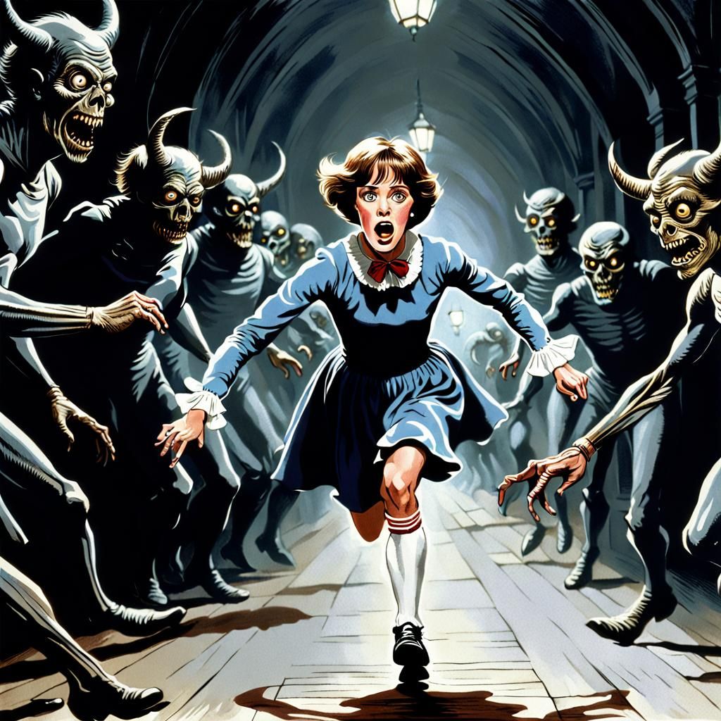 Dorothy Hamill in Panic as a Twisted Demon Pursues Her in Da...