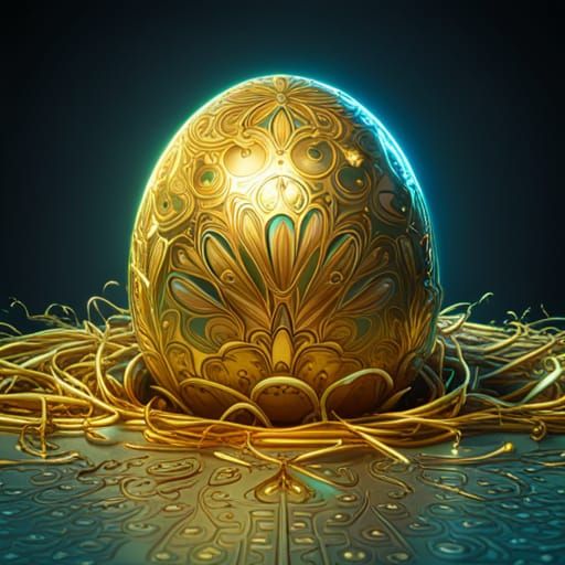 Elegant Triadic Colors Decorated Eggs Concept Art