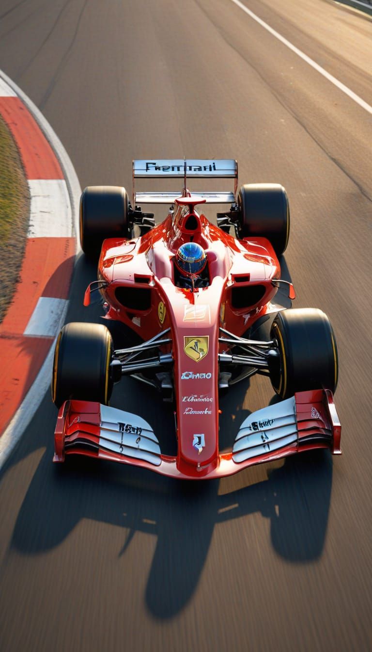 Ferrari Formula One Car in Retro-Futuristic Style