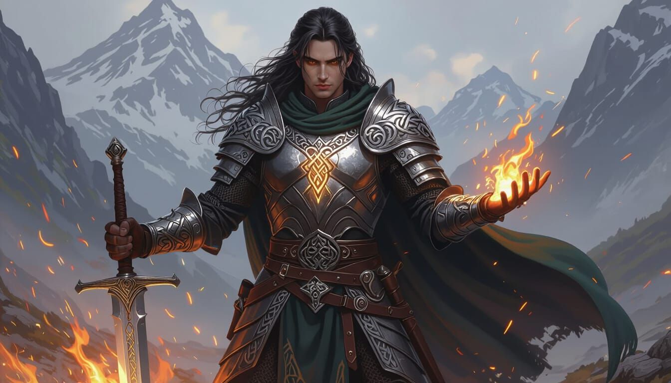 Celtic Knight Radiating Heat, Hyperrealistic Concept Art