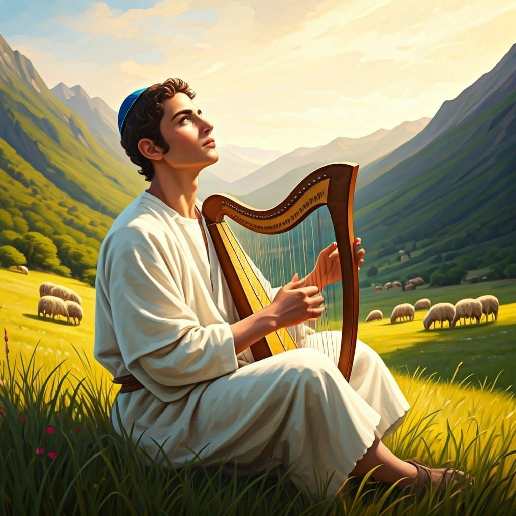 Serenely Playing Shepherd Boy in Nature's Splendor