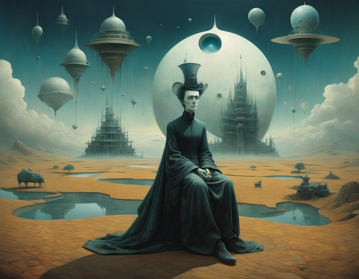 Surreal Fantasy Landscape in Eclectic Artistic Styles