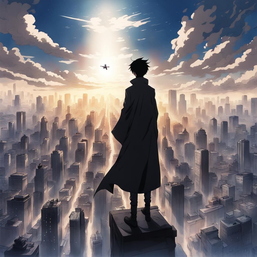 Cyberpunk Samurai Ascends Over Neon Metropolis