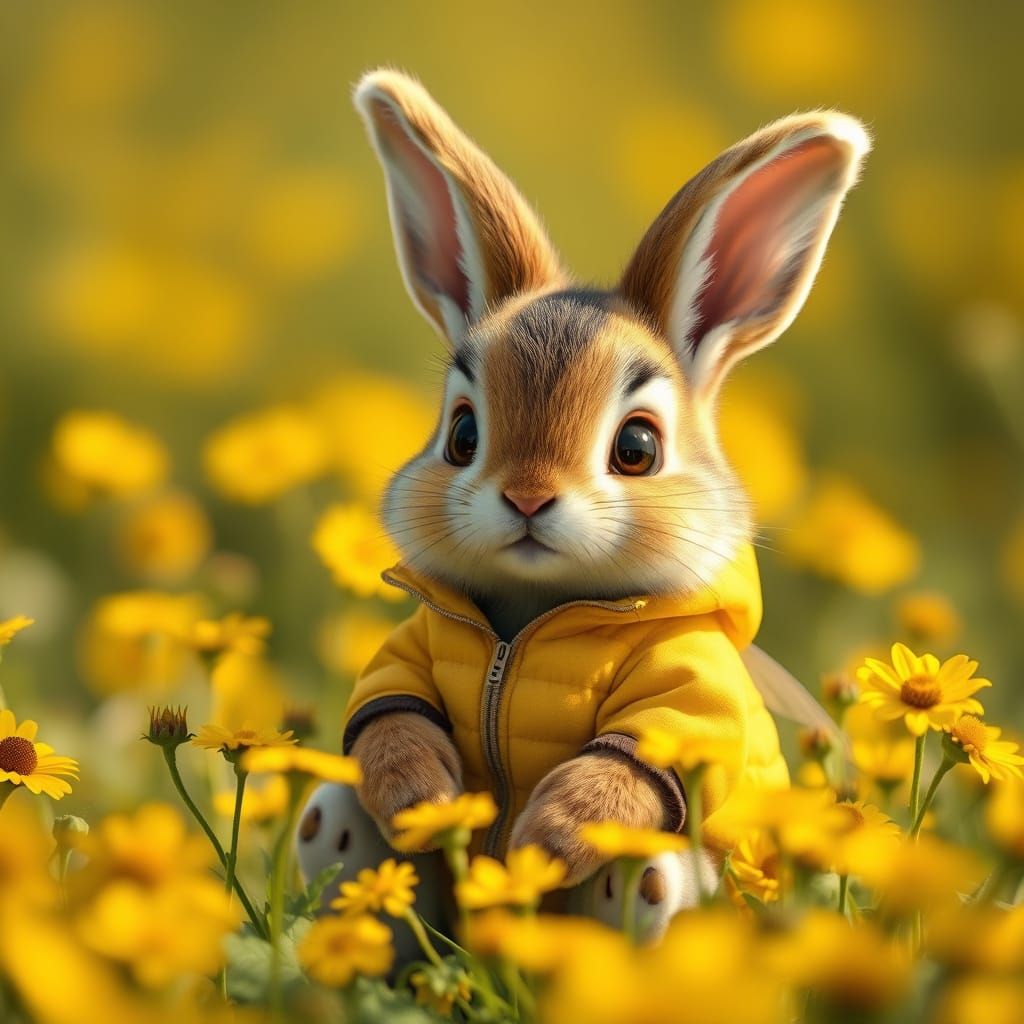 Honey Bunny: Rabbit-Bee Hybrid in Photorealistic Style