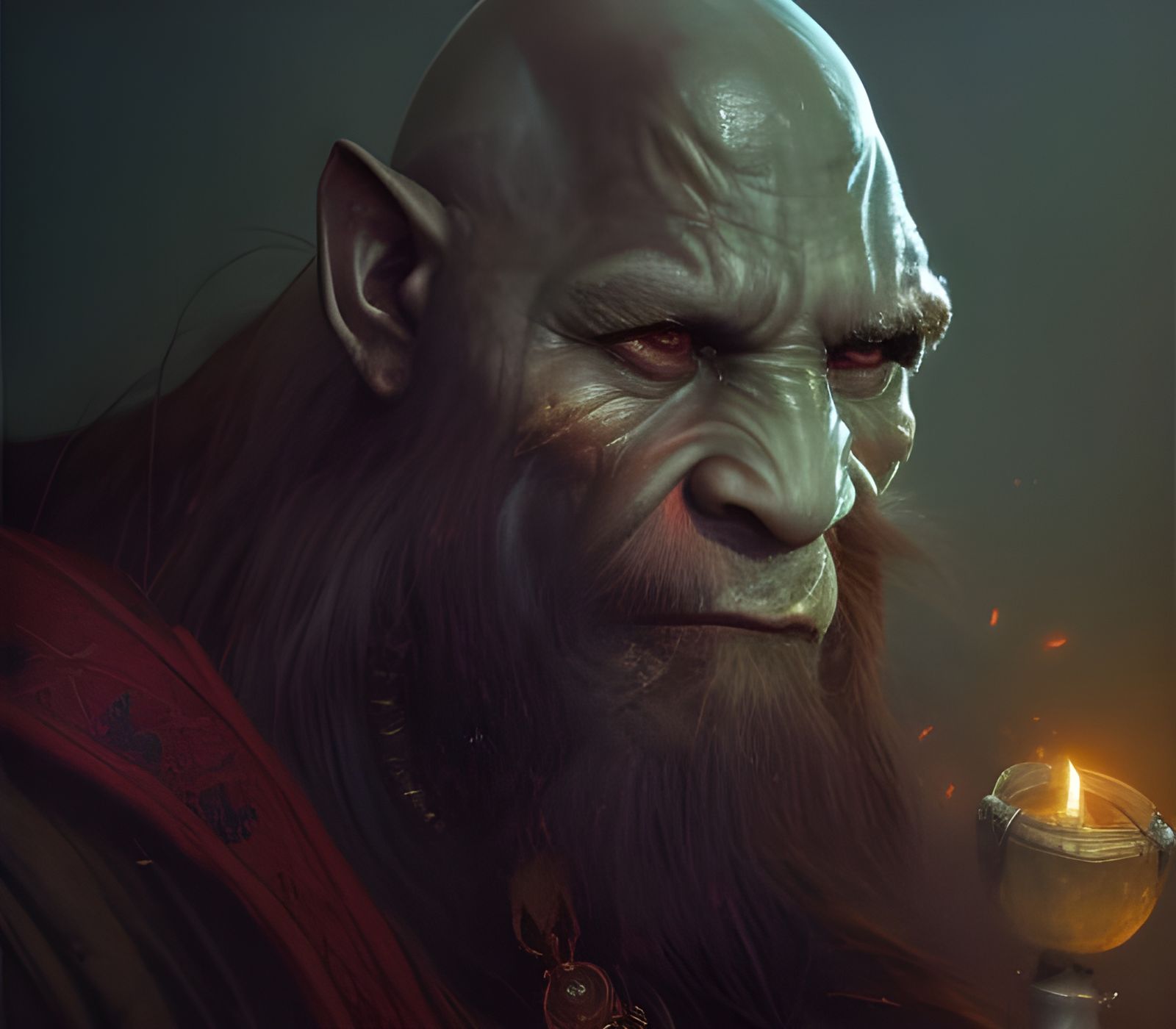 Dark Fantasy Shaman Concept Art in Cyberpunk Aesthetic