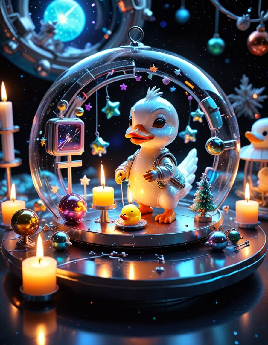 Extraterrestrial Fuel Stop with Neon Christmas Decor