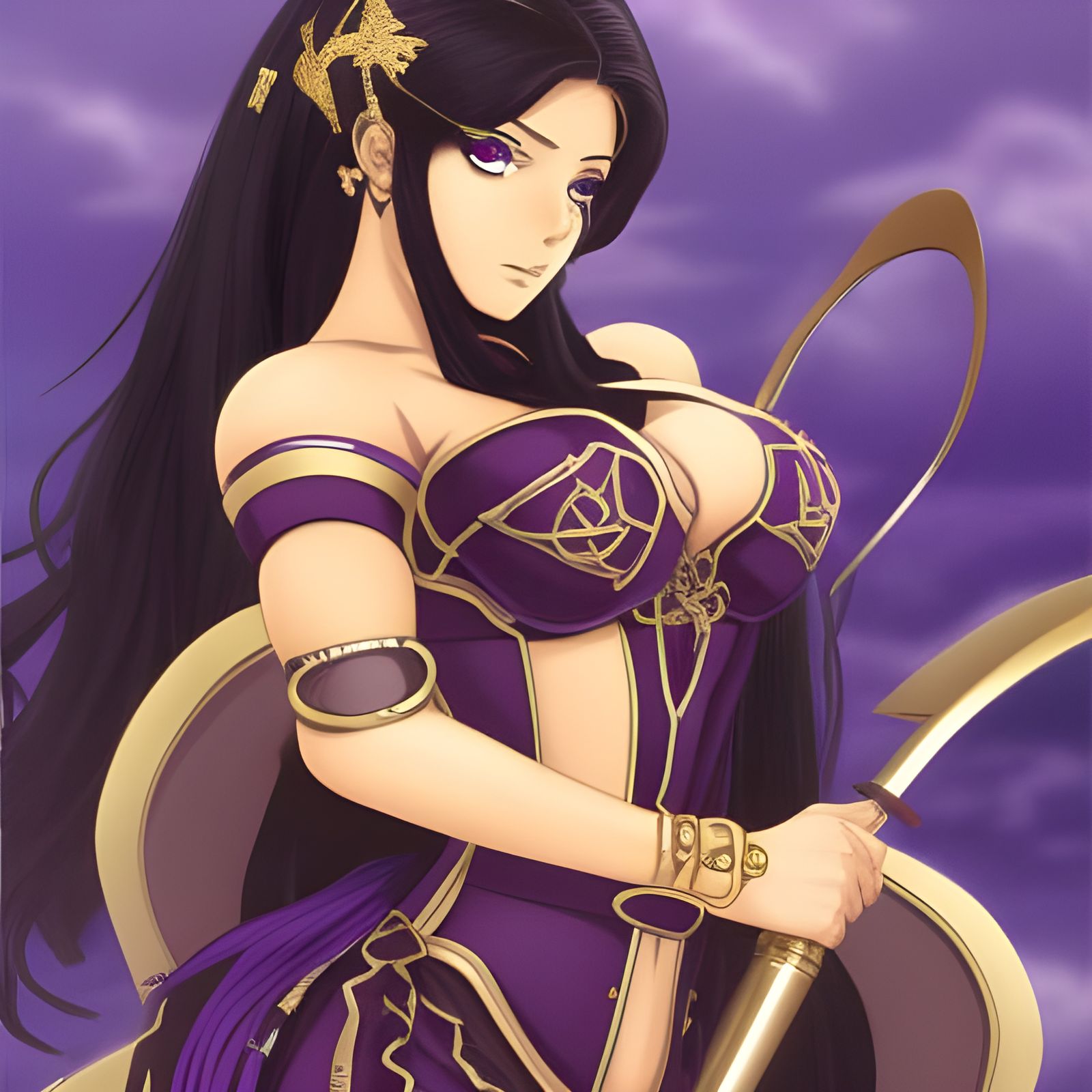 Purple haired warrior princess