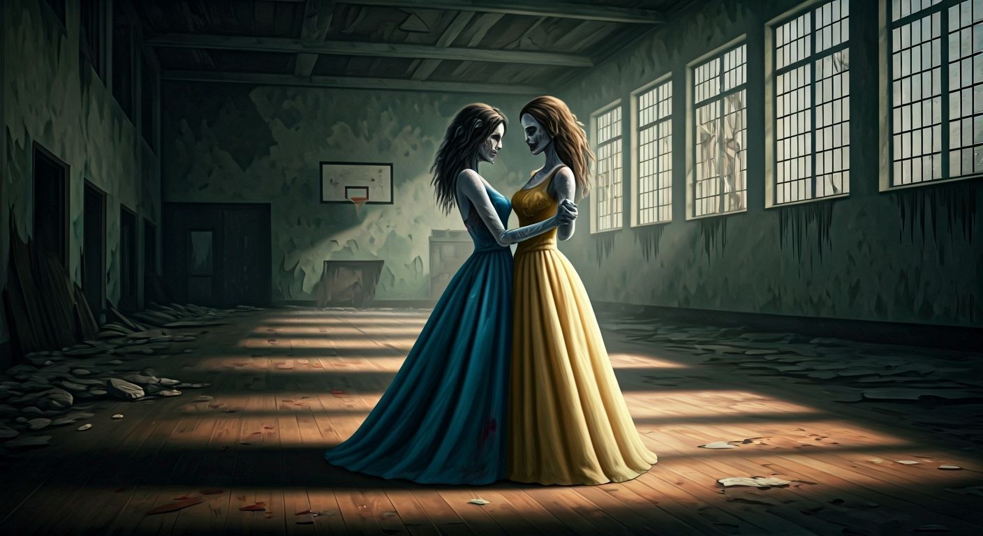 Zombie Prom Queens Dance in Abandoned Gymnasium Painting