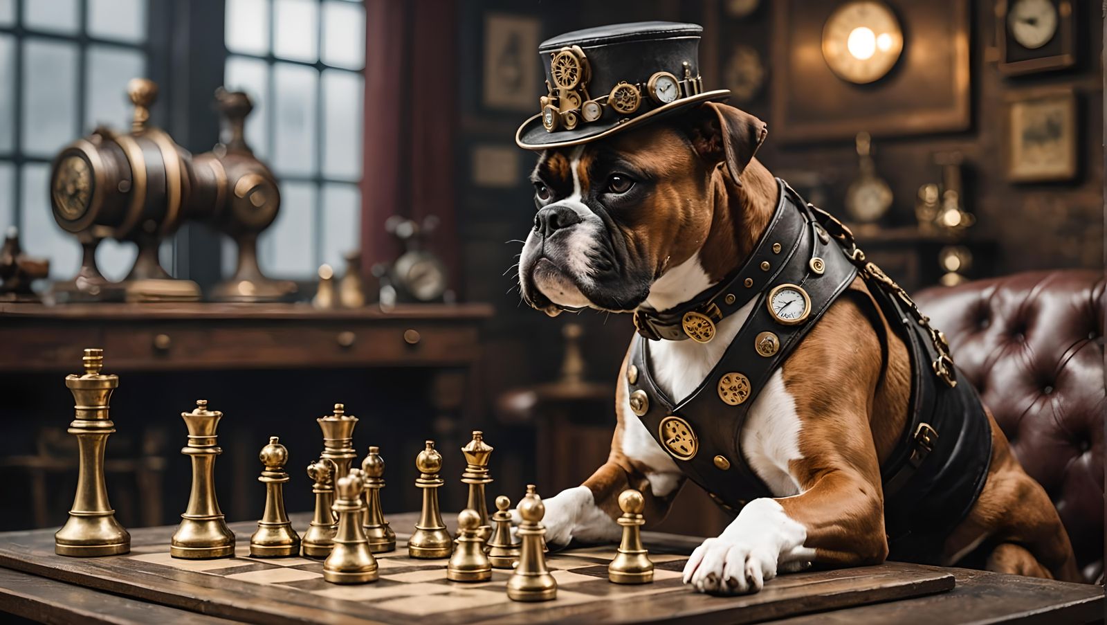 steampunk boxer dog