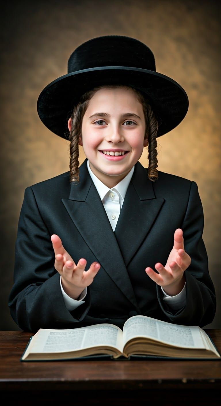 Young Hasidic Boy in Traditional Attire