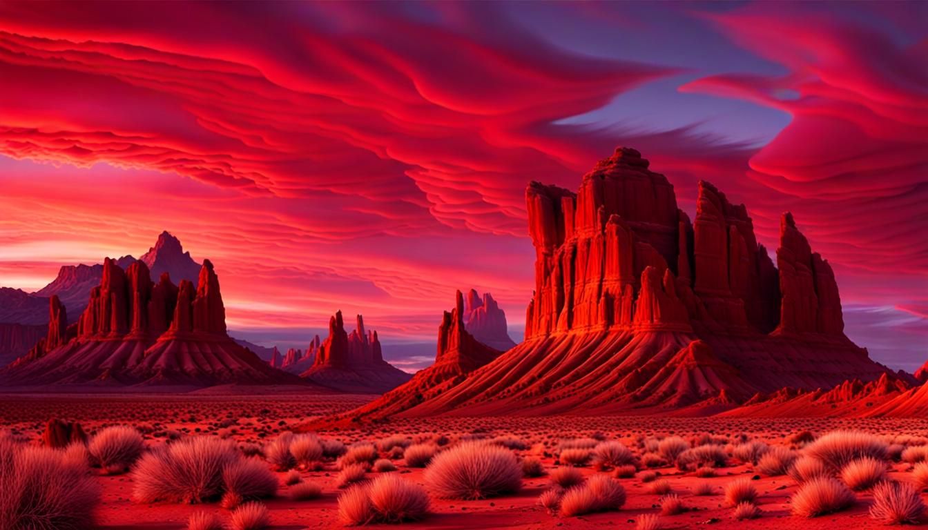 Surreal Desert Landscapes under Epic Sunrise Skies in Photor...