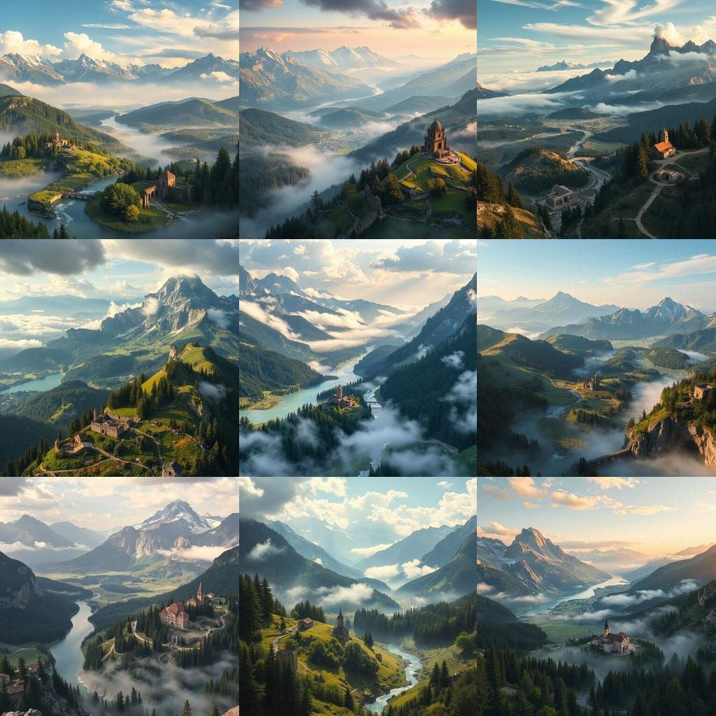 Serene Mountain Plateau Vista from Above