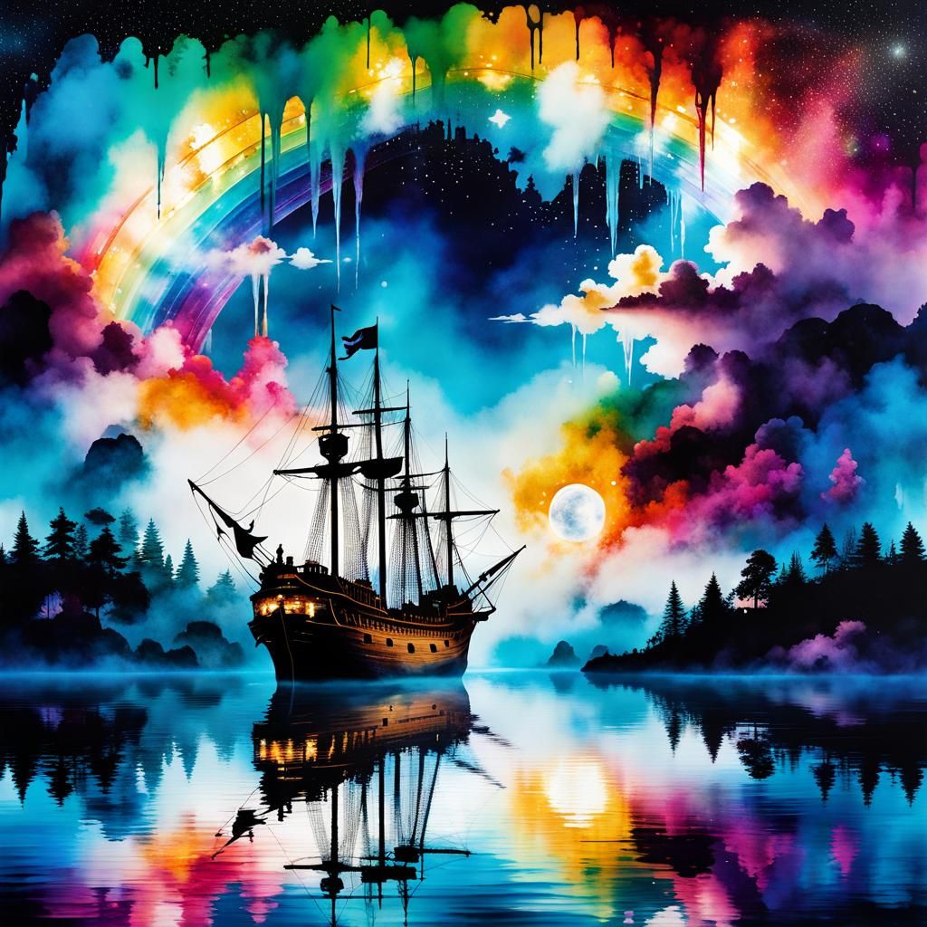 Surreal Eerie Fantasy Tapestry Unfolds in Dreamlike Cosmic L...