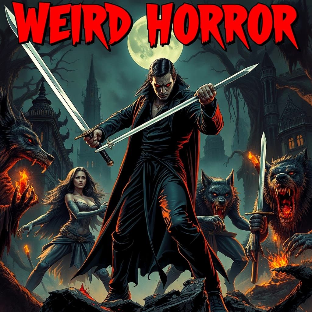 Epic Vampire Swordsman Battles Werewolves in Dark Gothic Cit...
