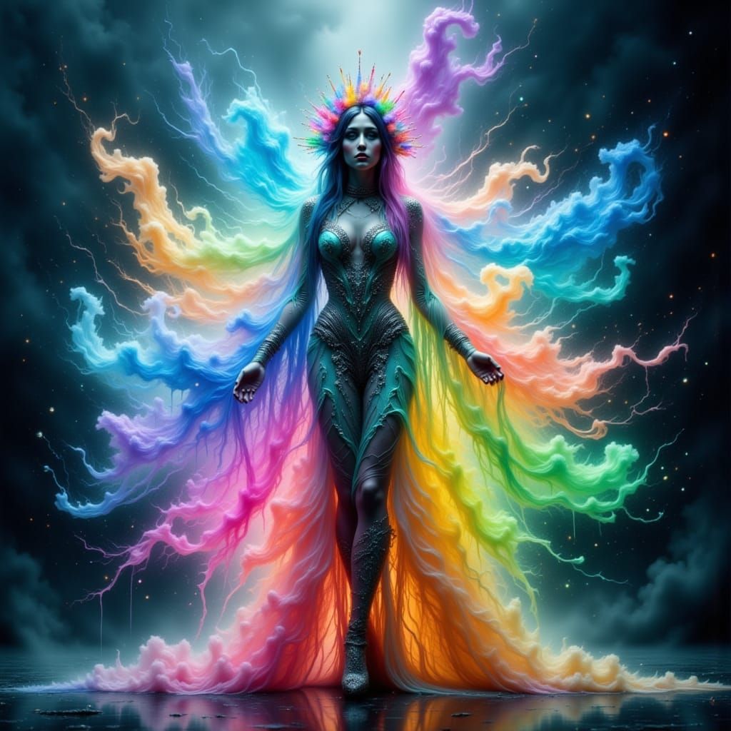 Fantasy Stage Performer in Ethereal Lights and Swirling Mist...