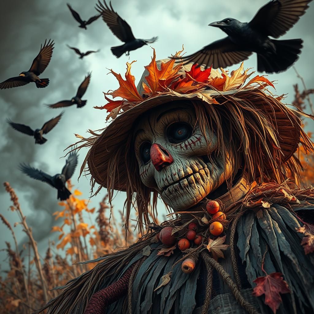 Vivid Hyper-Realistic Scarecrow Masterpiece