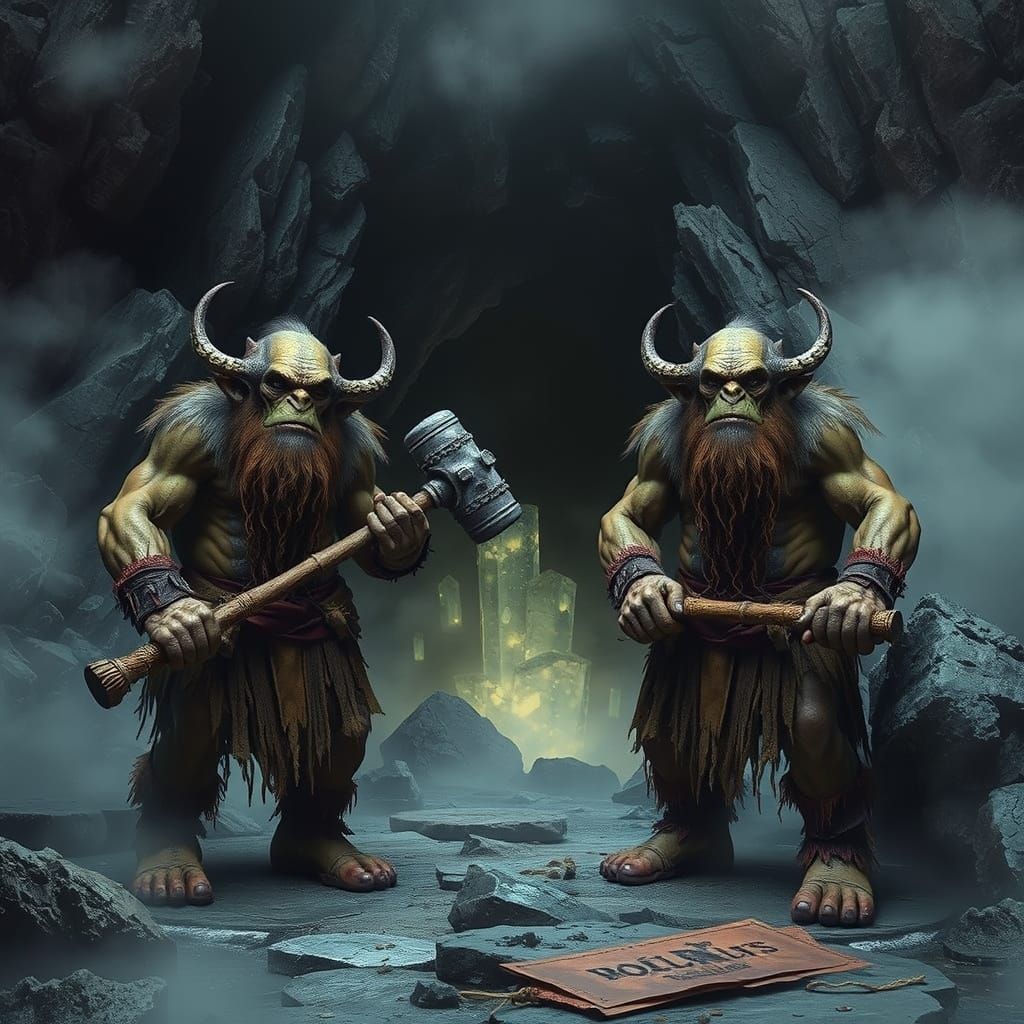 Trolls Guarding a Crystal Cave Entrance