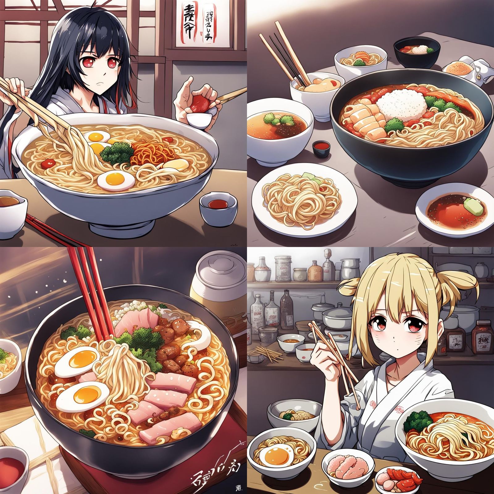 Anime-Inspired Ramen Artwork in Vibrant Japanese Style