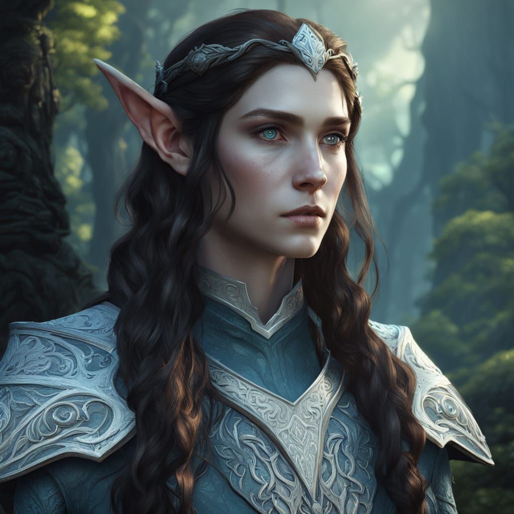 Elf Portrait in Ancient Forest - Detailed Matte Painting