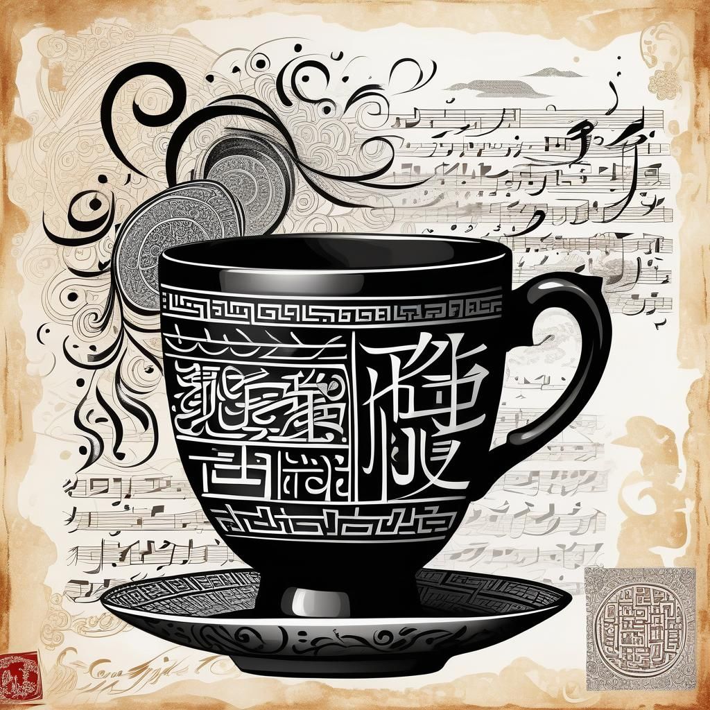 Calligraphic Cup Art in Elegant Style