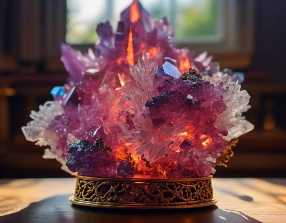 Surreal Crystal Cluster Unveils Hidden Blazing Embers in Eth...