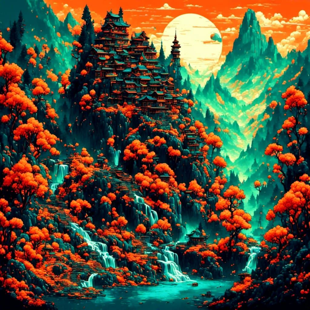 Retro Futuristic Cityscape in Cyberpunk Style