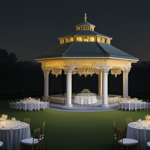 Elegant Baroque Ballroom Pavilion on a Spring Floral Hilltop...