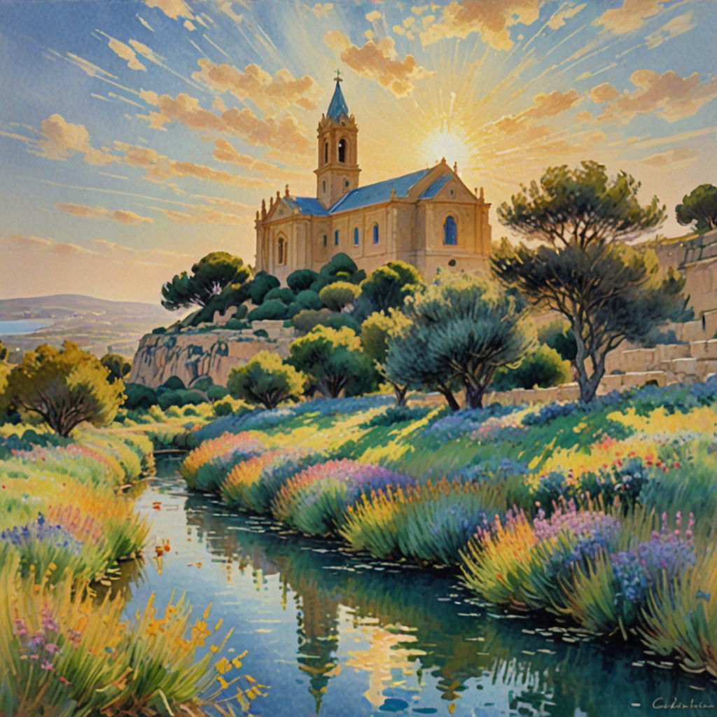 Impressionist Church of Ta Pinu in Warm Golden Light