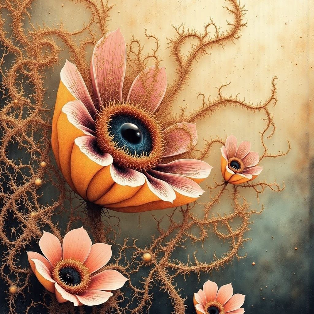 Vibrant Florals with Fractal Intricacy