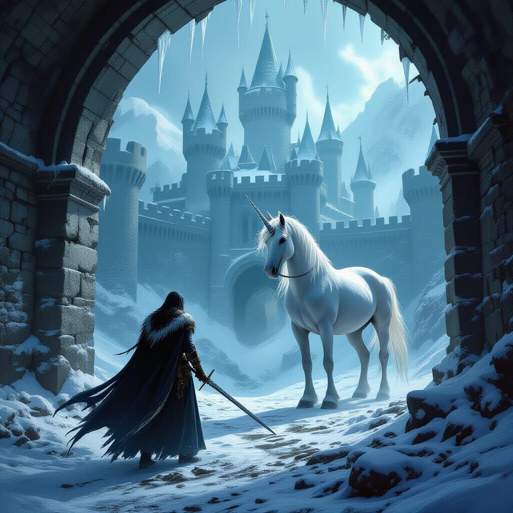 Ancient Castle Frozen in Time, Unicorns and Sorcerers