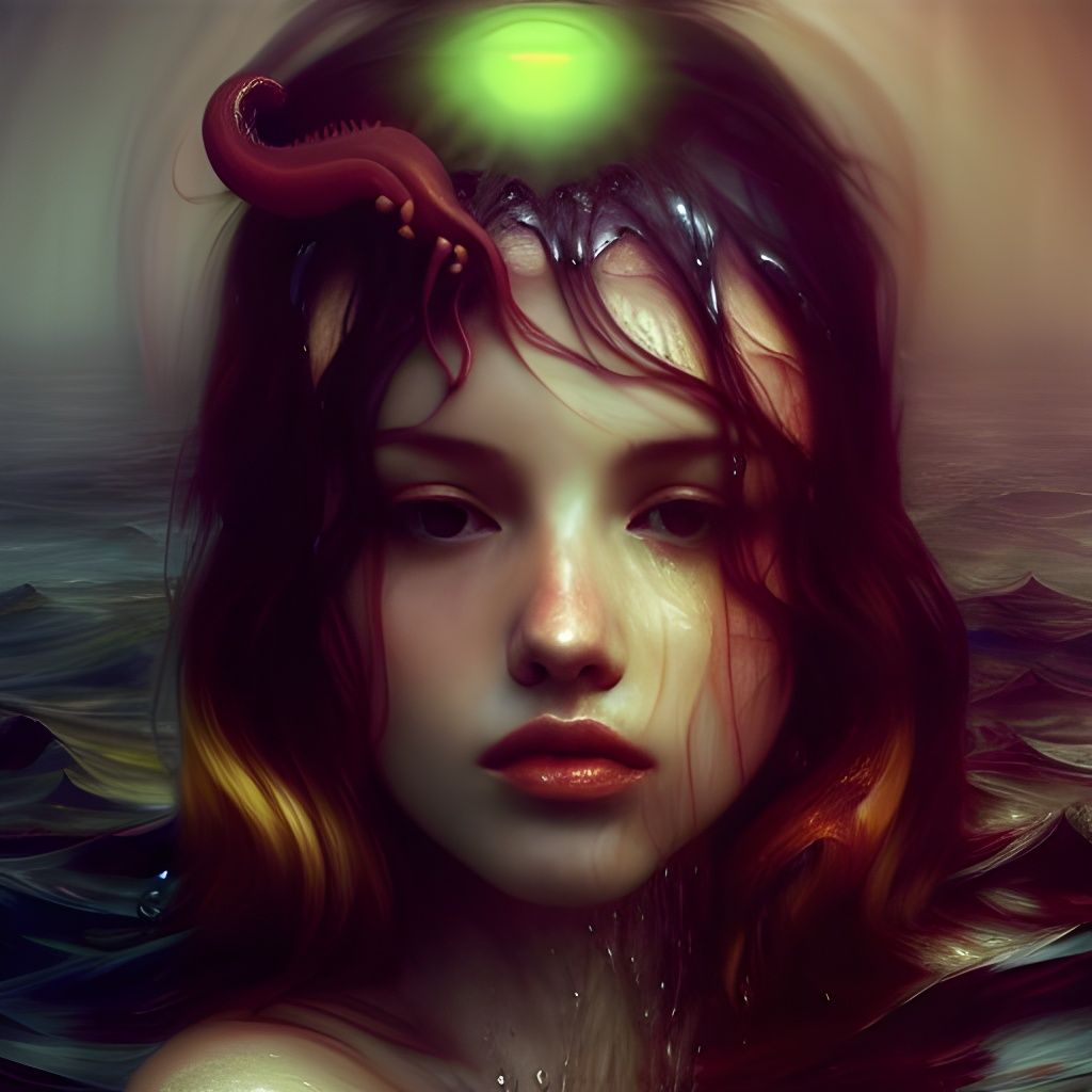 Siren Emerging from Seagrass with Glorious Light