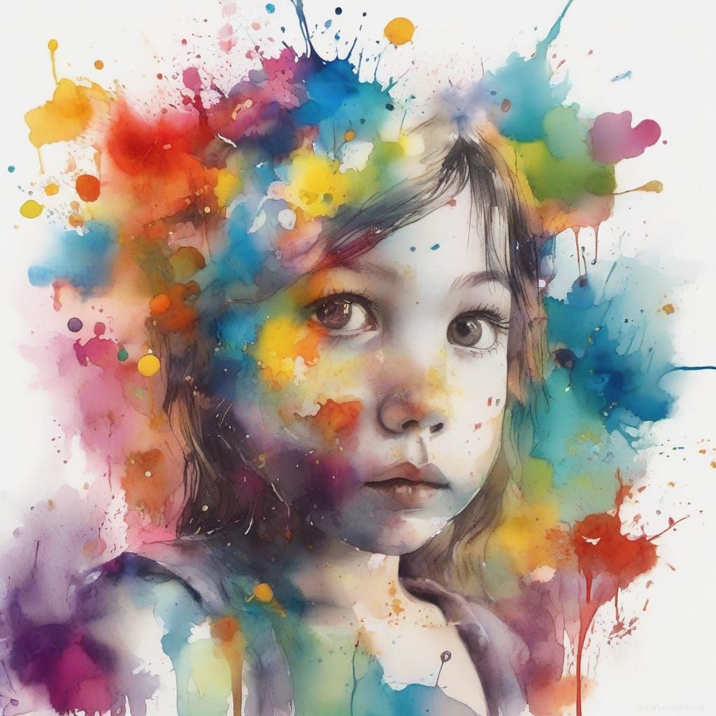 Vibrant Whimsical Illustration in Watercolor Ink Style