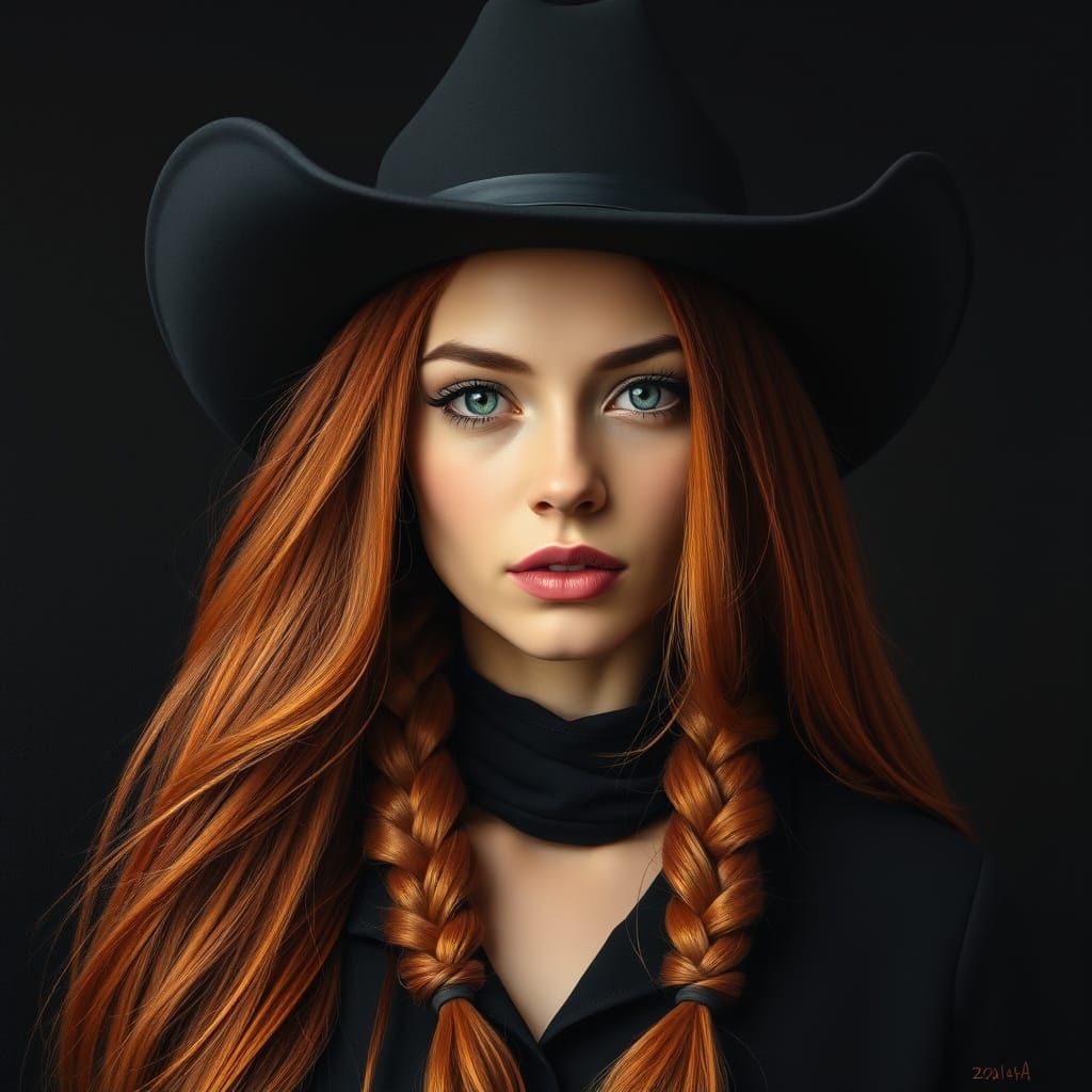 Elegant Cowgirl in Oil Painting Style