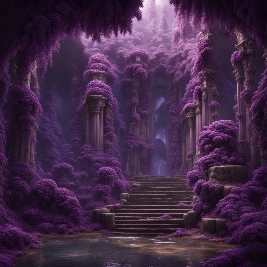 Glowing Fantastical Sea Creature in Deep Purple and Blue