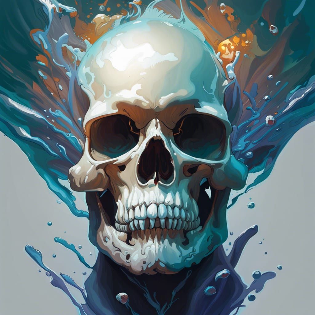 Surreal Portrait of a Skull Reflected in Water