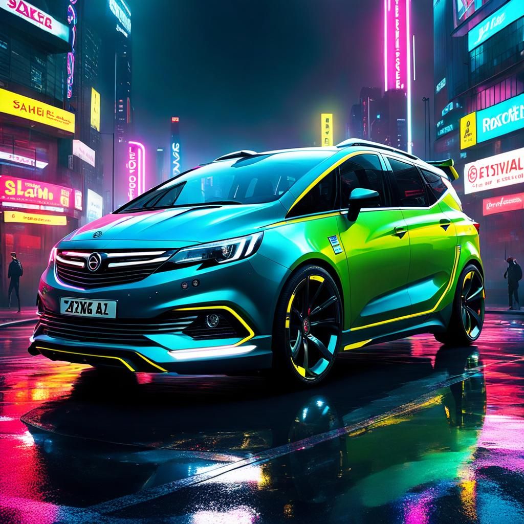 Cyberpunk 2099 Vauxhall Zafira VXR in Neon Hues