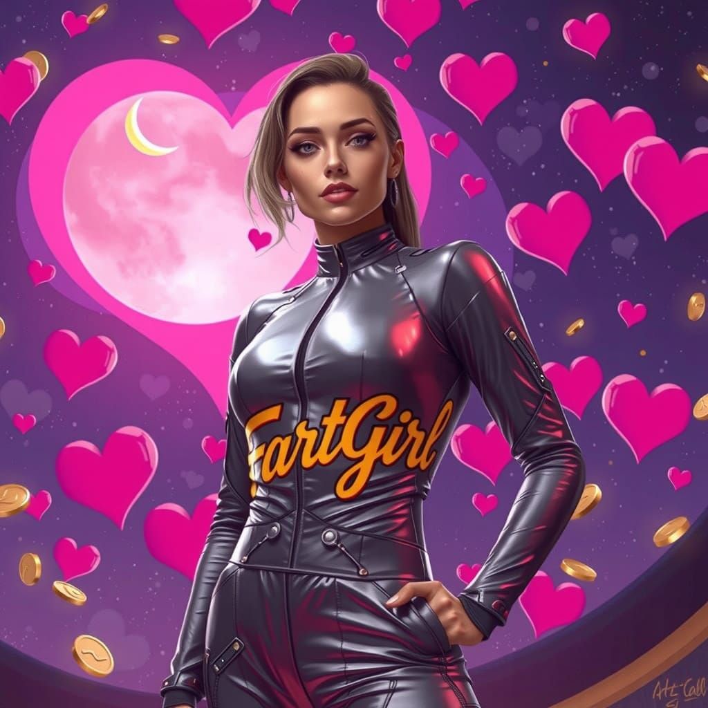 Confident Cyberpunk Goddess in Whimsical Dreamscape