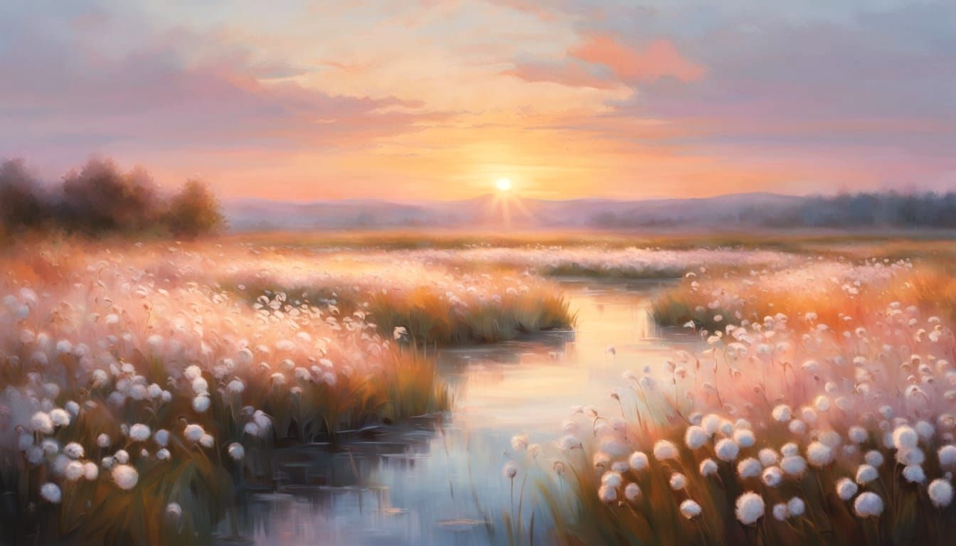 Golden Hour Sunset Landscape with Reflection