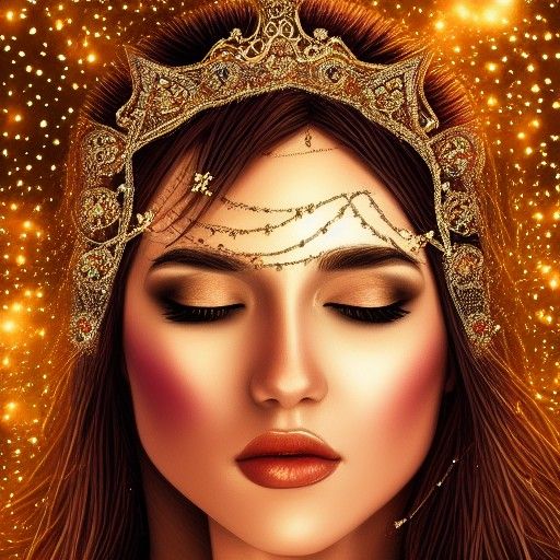 Sun Goddess in Radiant Gemstone Headdress