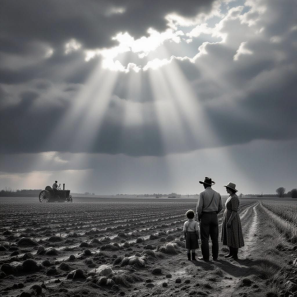 Dust Bowl Hardship: Farmer Family in Great Depression Landsc...
